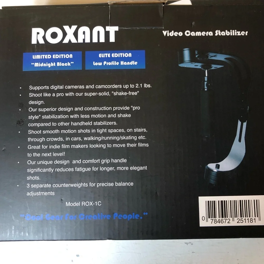 ROXANT Video Camera Stabilizer, New In Open Box, Limited Edition Midnight Black